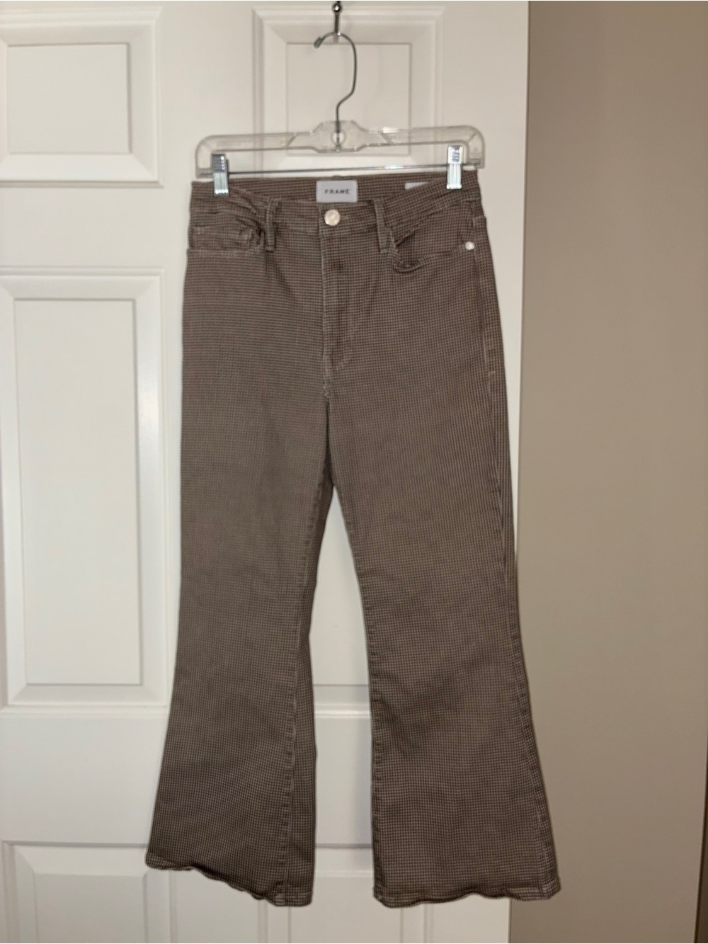 Frame Le Crop Flare Brown and Grey Houndstooth Jeans Sz 28 - Picture 8 of 14